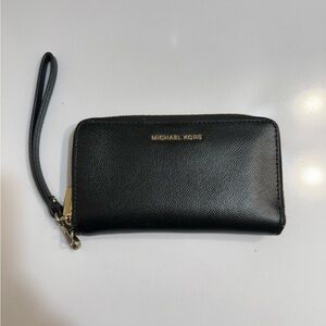 Michael Kors Black Continental Leather Wristlet